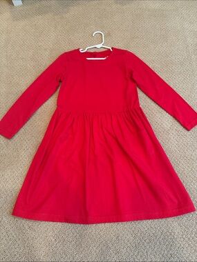 Girls Primary Long-Sleeve Red Knit Dress